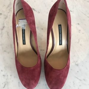 Burgundy suede French Connection heels size 10